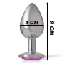 INTENSE - METAL ALUMINUM ANAL PLUG WITH PINK GLASS SIZE L