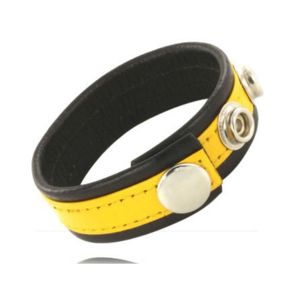 LEATHER BODY - ADJUSTABLE LEATHER STRAP PENIS YELLOW-BLACK