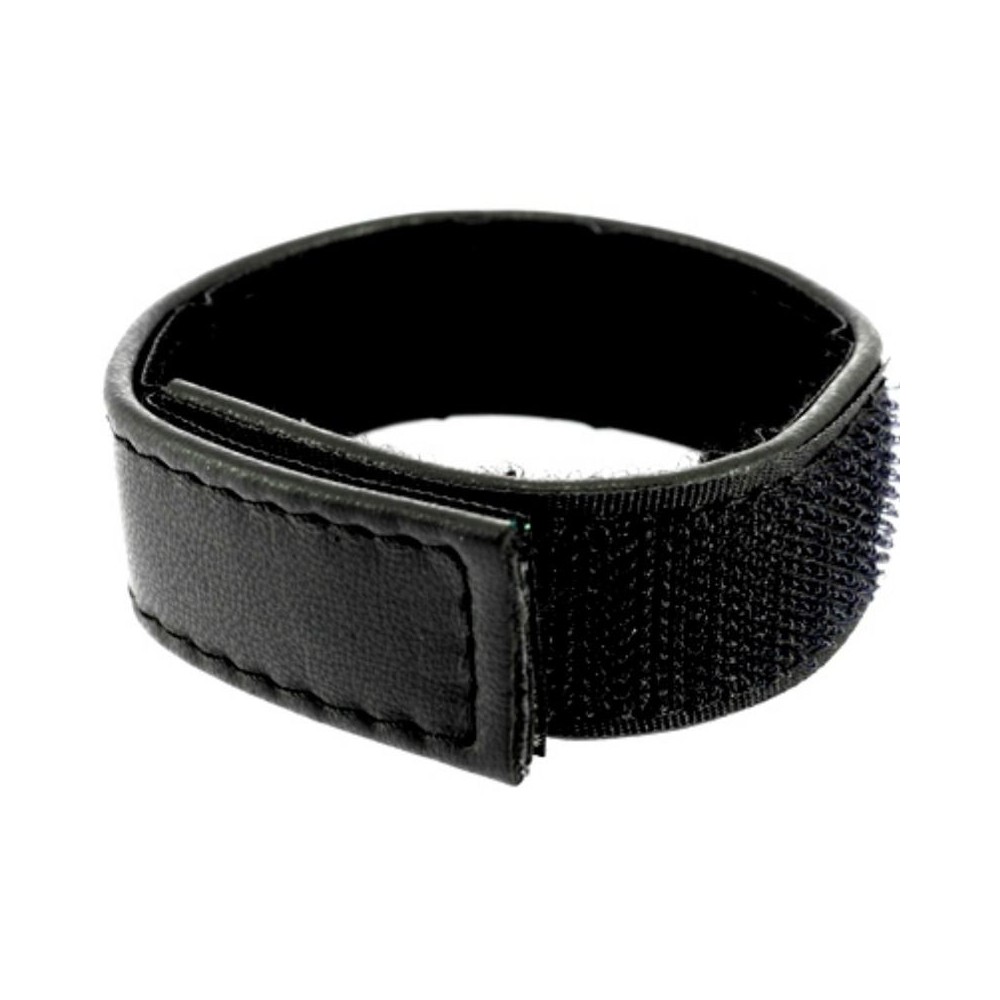 LEATHER BODY - ADJUSTABLE LEATHER STRAP WITH VELCRO FOR PENIS BLACK