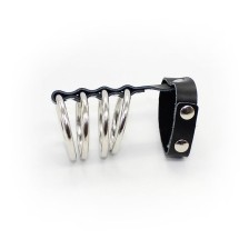 OHMAMA FETISH - SNAP FASTENER LEATHER STRAP METAL COCK RING