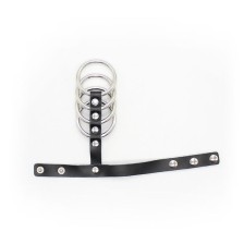 OHMAMA FETISH - SNAP FASTENER LEATHER STRAP METAL COCK RING