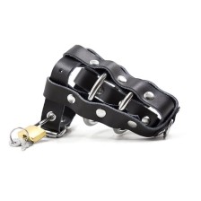 OHMAMA FETISH - ETUI EN CUIR AVEC ANNEAUX MÉTALLIQUES ET CADENAS