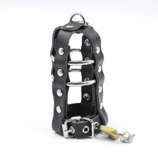 OHMAMA FETISH - LEATHER SHEATH WITH METAL RINGS AND PADLOCK