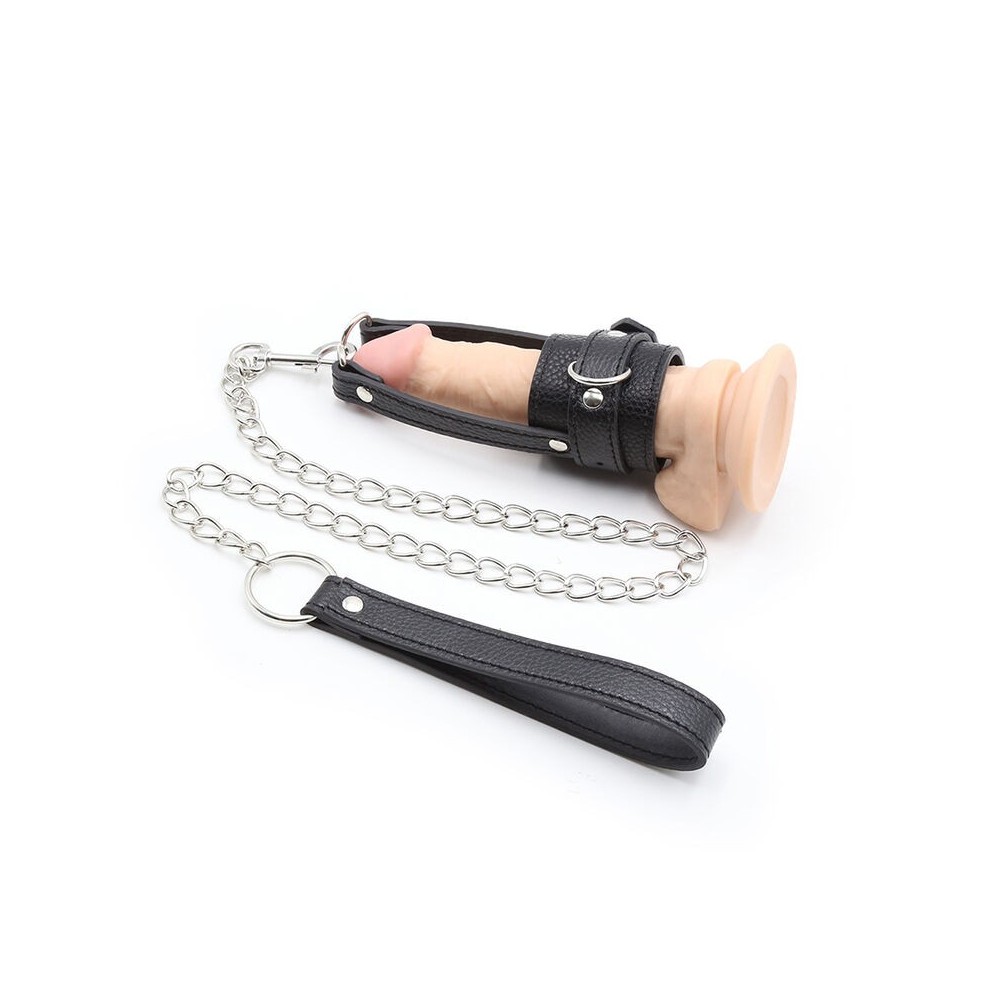 OHMAMA FETISH - COCK RING WITH METAL LEASH CHAIN