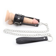 OHMAMA FETISH - COCK RING WITH METAL LEASH CHAIN