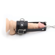 OHMAMA FETISH - COCK-RING MIT METALL-LEINE-KETTE