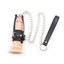 OHMAMA FETISH - COCK-RING MIT METALL-LEINE-KETTE