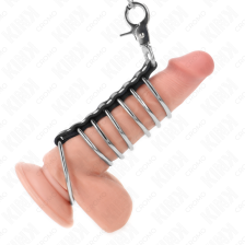 KINK - 7 PENISRINGE AUS METALL 3,8 CM BIS 5 CM VERBUNDEN MIT LEDER UND METALLKETTE 100 CM