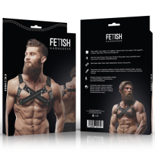 FETISH SUBMISSIVE ATTITUDE - ARNÊS DE NEOPRENE AJUSTVEL CROSS-OVER PEITO BULLDOG COM ZÍPERS PARA HOMENS