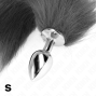 KINK - ANAL PLUG GRÖSSE S 7 X 3 CM MIT KUNSTSTOFFSCHWANZ 40 CM GRAU UND WEISS
