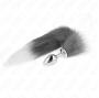 KINK - PLUG ANALE MISURA M 8 X 3,5 CM CON CODA SINTETICA 40 CM GRIGIO E BIANCO