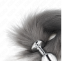 KINK - PLUG ANALE MISURA M 8 X 3,5 CM CON CODA SINTETICA 40 CM GRIGIO E BIANCO