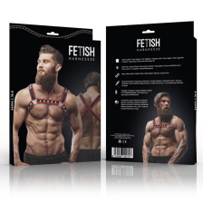 FETISH SUBMISSIVE ATTITUDE - PETTORINA PER BULLDOG IN ECOPELLE NERO/ROSSO DA UOMO