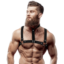 FETISH SUBMISSIVE ATTITUDE - CHEST HARNESS WITH ADJUSTABLE COLLAR ECO LEATHER MEN