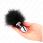 KINK - PLUG ANALE IN ACCIAIO INOSSIDABILE 11 x 7 CM CON PIUMA 11 CM