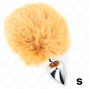 KINK - STAINLESS STEEL PLUG 7 x 3 CM WITH BEIGE FAUX FUR RABBIT TAIL 8 CM