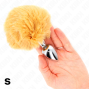 KINK - SPINA IN ACCIAIO INOX 7 x 3 CM CON CODA DI CONIGLIO IN ECOPELLICCIA BEIGE 8 CM