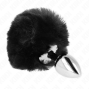 KINK - BOUCHON EN ACIER INOXYDABLE 7 x 3 CM AVEC QUEUE DE LAPIN EN FAUSSE FOURRURE NOIRE 8 CM