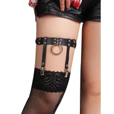 SUBBLIME - 953744 VERSTELLBARES PUNK-STRUMPFHOSE AUS LEDER SCHWARZ EINE GRÖSSE