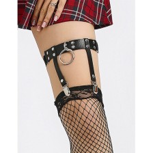 SUBBLIME - 953744 ADJUSTABLE LEATHER PUNK GARTER BLACK ONE SIZE