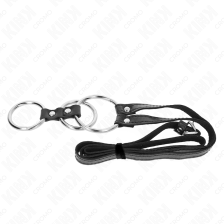 KINK - DREIFACH METALL PENISRING 3,8 CM BIS 5 CM MIT LEDERGURTE 112 CM