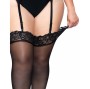 LEG AVENUE - OUTLET - BLACK NYLON STOCKINGS WITH LACE TOP PLUS