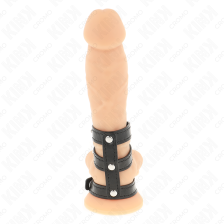 KINK - TRIPLE LEATHER PENIS RING WITH PRESSURE CLOSURE