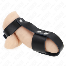 KINK - LEATHER PENIS CAGE RING WITH ADJUSTABLE BALL DIVIDER