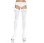 LEG AVENUE - COLLANT BIANCO OPACO CON FINITURA VOLANT E FIOCCO