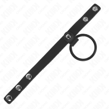 KINK - PENISRING AUS SILIKON 3,8 CM UND HODENTEIL AUS LEDER 22 X 1,5 CM