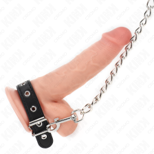 KINK - LEATHER PENIS RING WITH STRAP 21.5 X 2 CM AND METAL CHAIN 60 CM