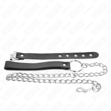 KINK - LEATHER PENIS RING WITH STRAP 21.5 X 2 CM AND METAL CHAIN 60 CM