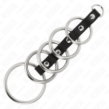 KINK - 5 METAL PENIS RINGS 3.2 CM TO 5 CM CONNECTED BY LEATHER