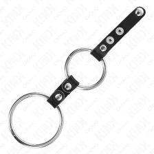 KINK - DOPPIO ANELLO PER PENE DA 3,8 CM A 5 CM COLLEGATO DA PELLE