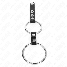 KINK - DOUBLE PENIS RING 3.8 CM TO 5 CM CONNECTED BY LEATHER