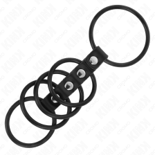 KINK - 5 ANELLI PER PENE IN SILICONE DA 3,8 CM A 4,8 CM COLLEGATI DA PELLE