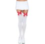 LEG AVENUE - NYLON THIGH HIGHS WITH BOW WHITE / RED