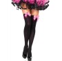 LEG AVENUE - CUISSES HAUTES EN NYLON AVEC NOEUD NOIR / ROSE