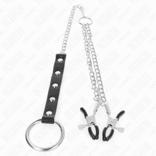 KINK - METAL PENIS RING WITH CHAIN AND ADJUSTABLE NIPPLE CLAMPS