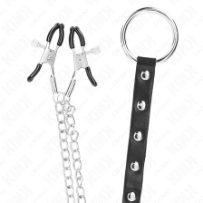 KINK - METAL PENIS RING WITH CHAIN AND ADJUSTABLE NIPPLE CLAMPS