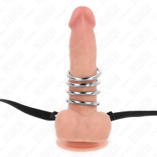 KINK - 5 PENIS RINGS 3.8 CM TO 5 CM METAL WITH LEATHER BELT 112 CM