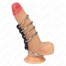 KINK - 5 ANNEAUX PÉNIS DE 3,7 CM À 5 CM EN MÉTAL RELIES PAR DU CUIR