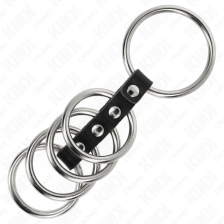 KINK - 5 PENIS RINGS 3.7 CM TO 5 CM METAL CONNECTED BY LEATHER