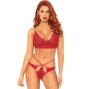 LEG AVENUE - 2 PIECES SET LACE BRALETTE AND THONG M/L