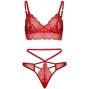 LEG AVENUE - 2 PIECES SET LACE BRALETTE AND THONG M/L