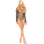 LEG AVENUE - BODY MANICA LUNGA CRISTALLIZZATO NERO