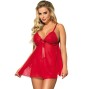 SUBBLIME - BABYDOLL AVEC NOEUD ET LACETS FLORAUX ROUGE L / XL