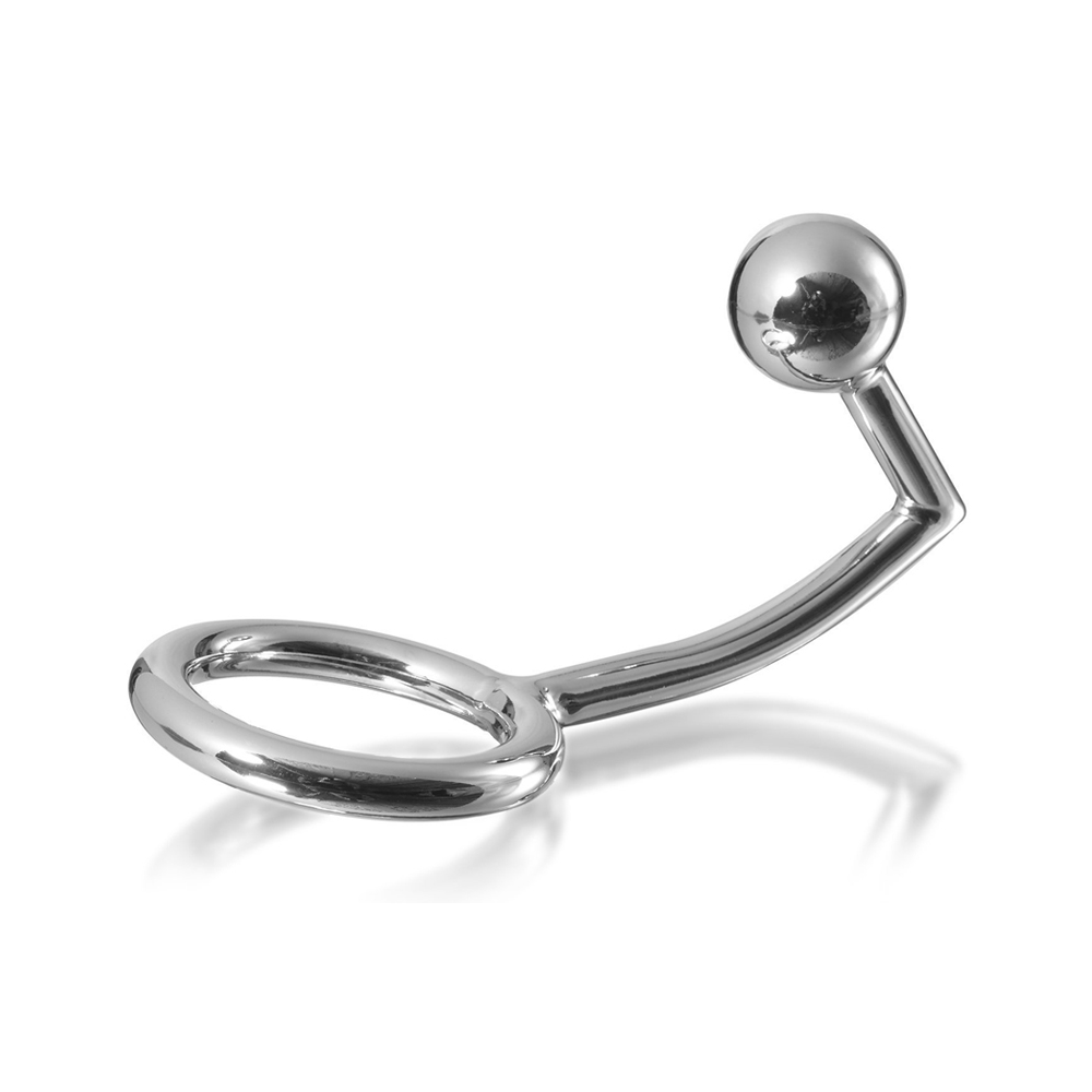 METAL HARD - COCK RING RING WITH ANAL INTRUDER HOOK 40MM