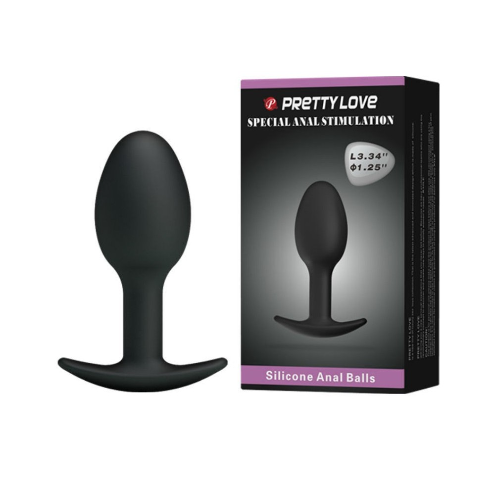 PRETTY LOVE - PLUG ANAL DE SILICONE 6.5 CM PRETO