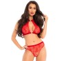 LEG AVENUE - CONJUNTO DUAS PEAS HALTER TOP E CALCINHA VERMELHA S/M